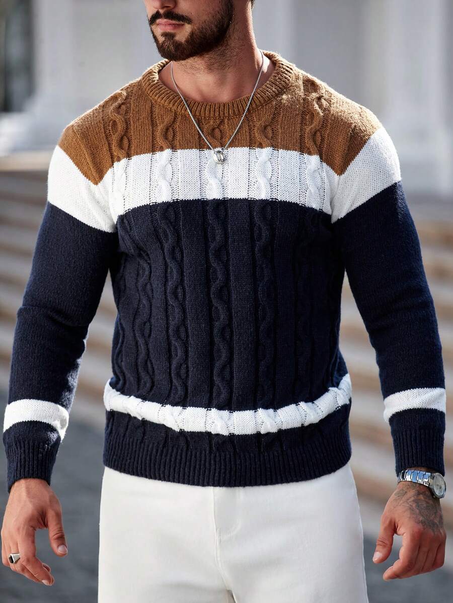 Manfinity Homme Classic Cable Sweater