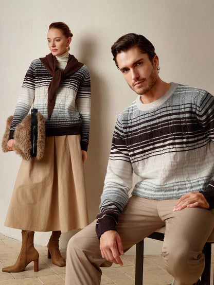 Manfinity CityGents Men's Casual Sweater with Colorblock Stripes, Autumn/Winter 