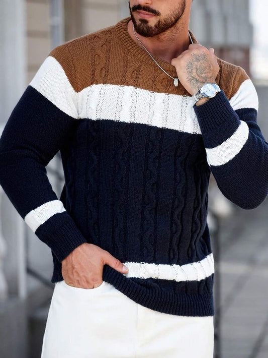 Manfinity Homme Classic Cable Sweater 