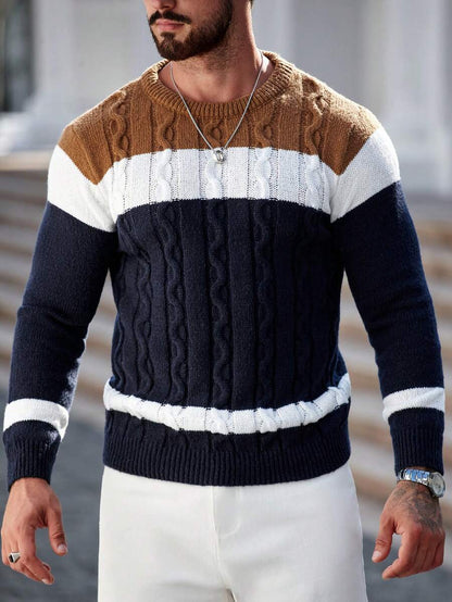 Manfinity Homme Classic Cable Sweater 