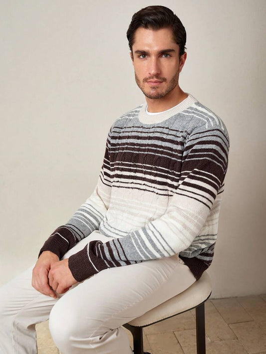 Manfinity CityGents Men's Casual Sweater with Colorblock Stripes, Autumn/Winter 