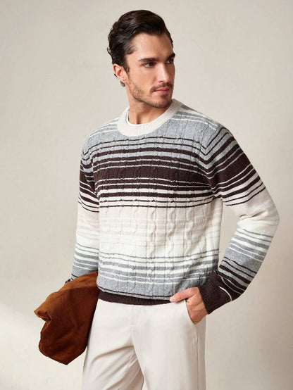 Manfinity CityGents Men's Casual Sweater with Colorblock Stripes, Autumn/Winter 
